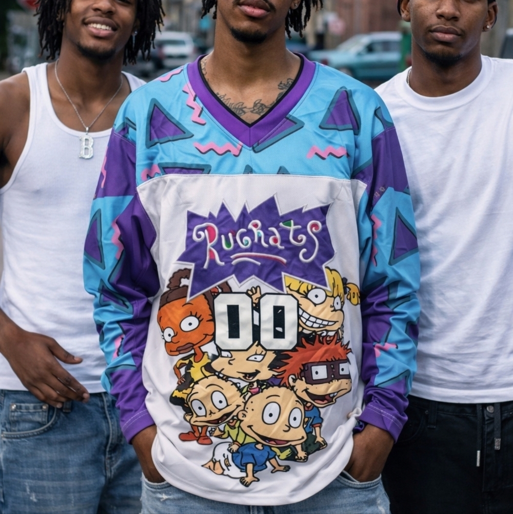 Rugrats Tommy Chucky Angelica Reptar Hockey Jersey Size Large New